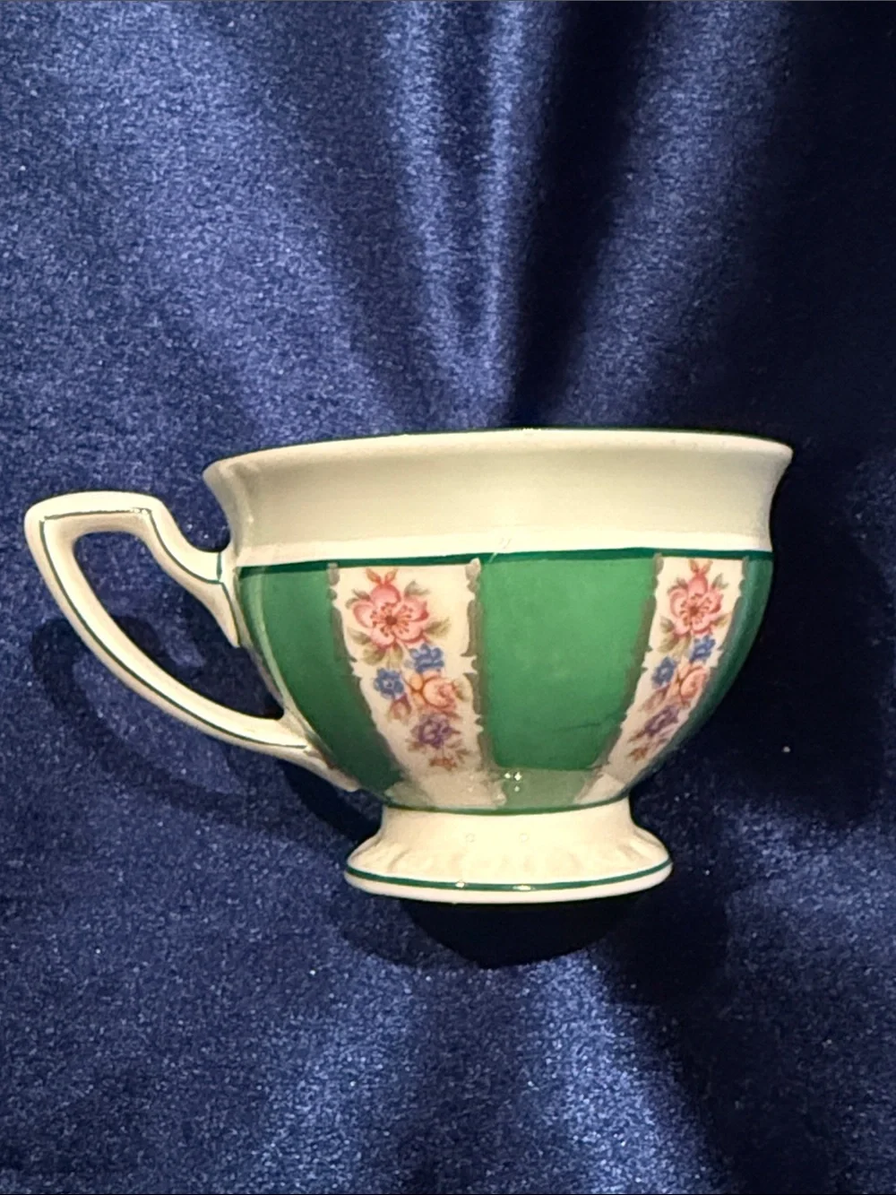 Stunning Rosenthal Maria Demitasse Cup & Saucer Alternating Green & Floral Panel